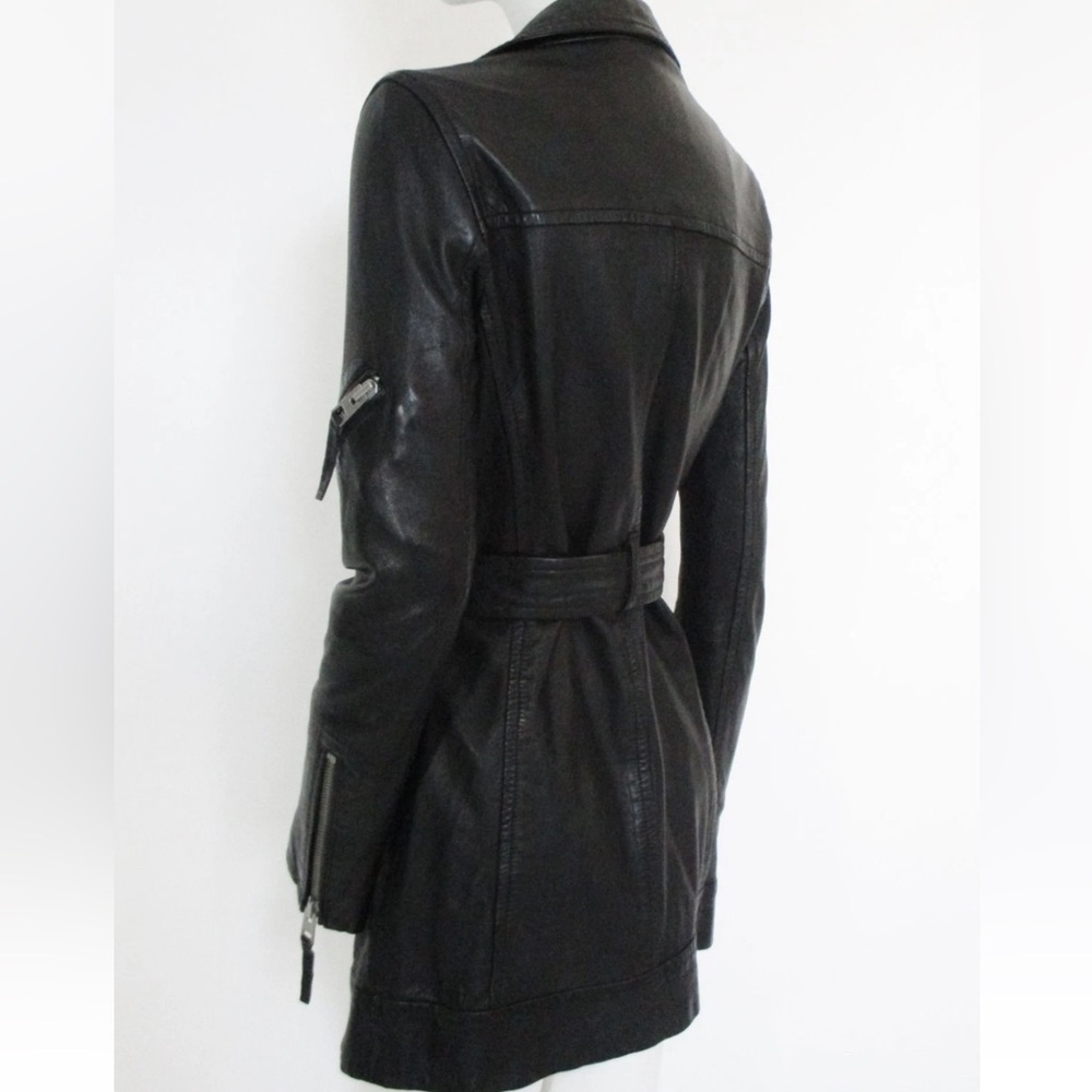 ALL SAINTS Asker Biker Leather Jacket US size 2 - Picture 4 of 12